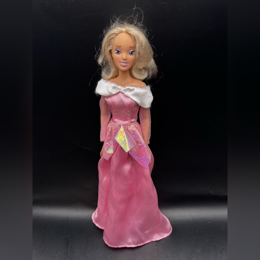 Vintage Disney Store Princess AURORA Sleeping Beauty Doll Pink Dress Blonde Hair